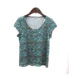 フランシュリッペ franche lippee カットソー Uネック 花柄 半袖 M カーキ 青緑 ブルーグリーン オレンジ /MS