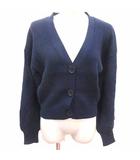 カーディガン ニット Vネック ワッフル地 長袖 S 紺 ネイビー /YK