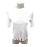 ニット カットソー Uネック 半袖 麻混 リネン混 2 白 ホワイト /RT