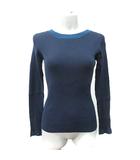 スリードッツ three dots カットソー リブ 長袖 S 紺 ネイビー /YI