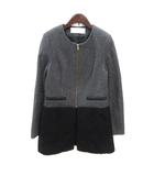 ブラック バイ マウジー BLACK by moussy ノーカラーコート ウール 総裏地 1 グレー 黒 ブラック /MS