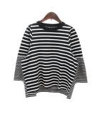 オトアー otoaa Tシャツ カットソー クルーネック ボーダー 七分袖 F 黒 ブラック 白 ホワイト /MS