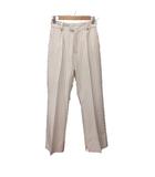 ナイスクラップ NICE CLAUP パンツ フレア ブーツカット スリット ギンガムチェック S ベージュ 白 ホワイト /MS