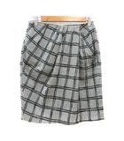 ナノユニバース nano universe タイトスカート ひざ丈 グレンチェック 36 S 白 ホワイト 黒 ブラック /MN