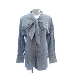 バビロン BABYLONE チュニック ボウタイブラウス シャツ フリル ギンガムチェック 長袖 F 黒 ブラック /AU