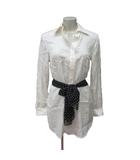 メイソングレイ MAYSON GREY チュニック スキッパーカラー ラインストーン ウエストマーク リボン 長袖 1 白 ホワイト /MS