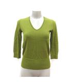 エムプルミエ ブラック M-Premier BLACK ニット カットソー Vネック 七分袖 36 黄緑 イエローグリーン /MS