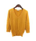 エムプルミエ ブラック M-Premier BLACK ニット カットソー Vネック 七分袖 36 黄 マスタード /MS