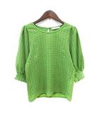 スライ SLY カットソー チェック 五分袖 F 緑 グリーン /MN