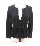 カーディガン ニット ウエストマーク 長袖 ウール 42 L 黒 ブラック /YK