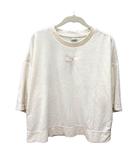 プーマ PUMA カットソー Tシャツ クルーネック ロゴ刺繍 五分袖 パイル地 S 白 アイボリー /MN