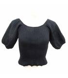 サイモンミラー Simon Miller ニット カットソー リブ ショート丈 パフスリーブ 五分袖 1 S 黒 ブラック /YK