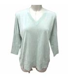 セオリーリュクス theory luxe ニット カットソーVネック 七分袖 38 M 緑 ライトグリーン /YK