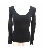 ブラック バイ マウジー BLACK by moussy ニット カットソー Uネック レース 長袖 2 M 黒 ブラック /YK