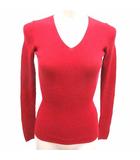 ブラック バイ マウジー BLACK by moussy ニット カットソー Vネック 長袖 ウール カシミヤ混 2 M 赤 レッド /YK