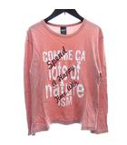 カットソー Tシャツ ロンT ラウンドネック プリント 長袖 F ピンク /AU