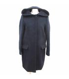 イエナ IENA ノーカラーコート ジップアップ フード ウール 38 M 紺 ネイビー /YK