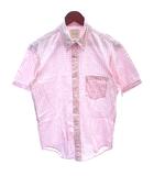 フリークスストア FREAKS STORE BANSHU-ORI ボタンダウンシャツ 半袖 ギンガムチェック 半袖 M ピンク /AU