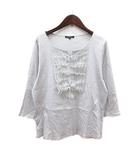 23区 オンワード樫山 カットソー 七分袖 リブ フリル 46 XL ライトグレー /MN