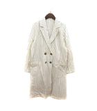 エル ELLE チェスターコート スプリング ストライプ 38 白 アイボリー 黒 ブラック /MS