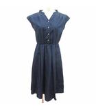 ドゥアルシーヴ DOUX ARCHIVES ワンピース ひざ丈 フレンチスリーブ F 紺 ネイビー /YK