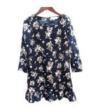 ノエラ Noela ワンピース ミニ 花柄 七分袖 紺 ネイビー /AU