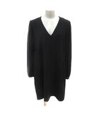 ザラウーマン ZARA WOMAN ワンピース ひざ丈 Vネック シアー L 黒 ブラック /MS
