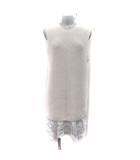 ザラ ZARA ニットワンピース ひざ丈 ノースリーブ レース ベージュ /YI