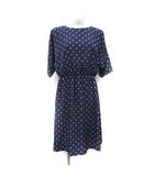 ミュゲフィフスアベニュー muguet fifth avenue ワンピース ひざ丈 五分袖 総柄 36 S 紺 ネイビー /YI