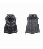 ザギンザ THE GINZA ダウンベスト ナイロン リバーシブル ジップアップ チェック 40 L 黒 ブラック グレー /YK