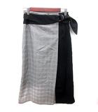 コムサイズム COMME CA ISM スカート タイト ロング 総柄 ウエストマーク 9 グレー 黒 ブラック /RT