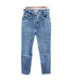 マウジー MOUSSY デニムパンツ ジーンズ テーパード ダメージ加工 24 S 水色 ライトブルー /AU