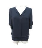 グリーンレーベルリラクシング ユナイテッドアローズ green label relaxing シフォンブラウス プルオーバー 七分袖 紺 ネイビー /YI