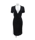 イッサロンドン ISSA LONDON ワンピース ひざ丈 半袖 カシュクール 黒 ブラック /YI