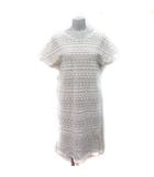 スピック&スパン Spick&Span ワンピース ひざ丈 半袖 透かし編み レース ベージュ /YI