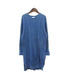 ナノユニバース nano universe ワンピース ニット ひざ丈 長袖 ケーブル F 青 ブルー /MN