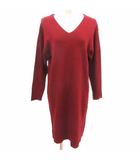 リルニーナ Lil nina ワンピース ひざ丈 Vネック 長袖 M 赤 レッド /YK ●RY