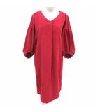 サイレントワース silent worth ワンピース ひざ丈 Vネック 長袖 赤 レッド /YK ●RY