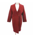 ノーカラーコート 総裏地 ウール カシミヤ混 36 S 赤茶 レッドブラウン /YK ●RY