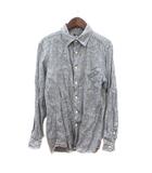 ユニクロ UNIQLO シャツ 千鳥格子 長袖 麻 リネン M グレー /MN ●RY