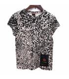 ダブルスタンダードクロージング ダブスタ DOUBLE STANDARD CLOTHING Tシャツ カットソー クルーネック ヒョウ柄 レオパード フレンチスリーブ F ベージュ 黒 ブラック /YK