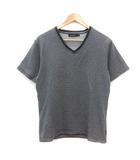 カルバンクラインジーンズ Calvin Klein Jeans カットソー Vネック ボーダー 半袖 XL 黒 ブラック 白 ホワイト /MS