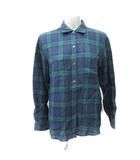 メーカーズシャツ カマクラ MAKER'S SHIRT 鎌倉 シャツ ブラウス チェック 長袖 麻 リネン 40 L 紺 ネイビー 緑 グリーン /YI