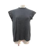 ザラ ZARA Tシャツ カットソー ハイネック 半袖 L チャコールグレー /MS