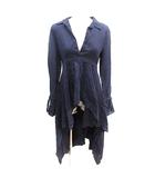 ザラウーマン ZARA WOMAN チュニック シャツ ブラウス スキッパーカラー 長袖 M 紺 ネイビー /AU