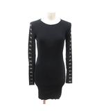 ザラ ZARA ニットワンピース ミニ リブ 長袖 S 黒 ブラック /MS