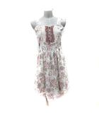 アクシーズファム axes femme ワンピース ひざ丈 ノースリーブ レース シフォン レースアップ 花柄 M ベージュ /YI