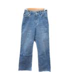 デニムパンツ ジーンズ ストレート カットオフ ウォッシュ加工 M 紺 ネイビー /MN