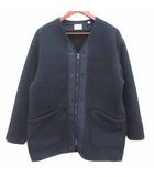 ユニクロ UNIQLO ノーカラーコート フリース ジップアップ 裏ボア M 紺 ネイビー /YK