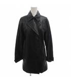 バーバリー ロンドン BURBERRY LONDON トレンチコート ジャケット 裏地ノバチェック フェイクレザー ダブル ひざ丈 40 黒 ブラック /FF ■GY62